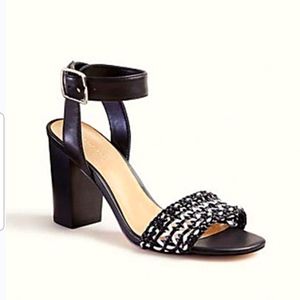 NWOT Ann Taylor Corey Leather Block High Heels Black White Size 8